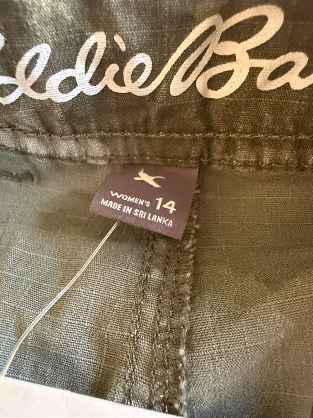 NWT ! Eddie Bauer RIPSTOP Olive Camouflage Cargo Capris 14 - Picture 10 of 10